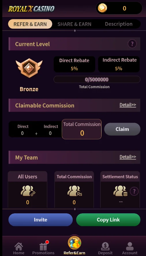 Royal X Casino Invite & Earn
