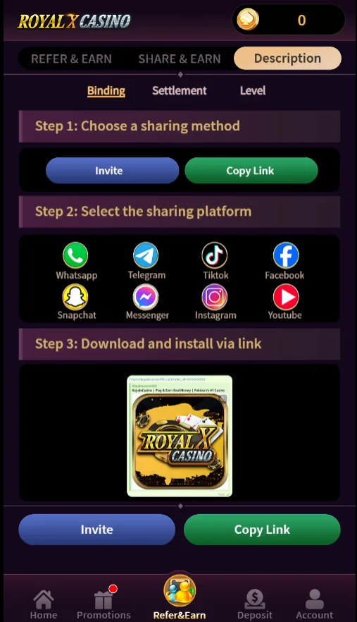 Royal X Casino Invite & Earn