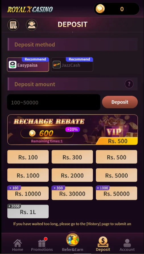 Royal X Casino Deposit