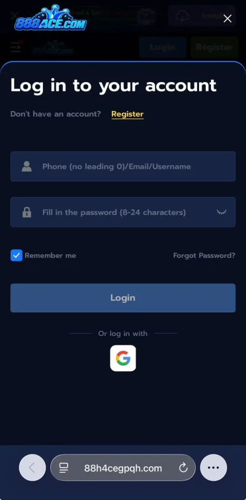 888Ace Game Login